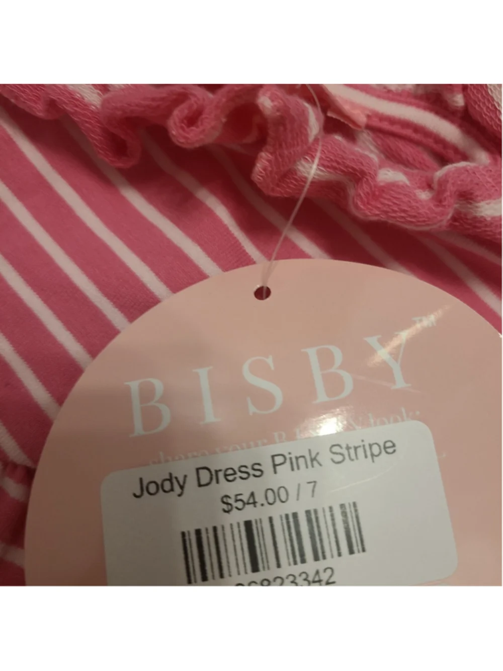 NEW Bisby Little English Dress Size 7 Pink White Ruffle Knit Long Sleeve Dress